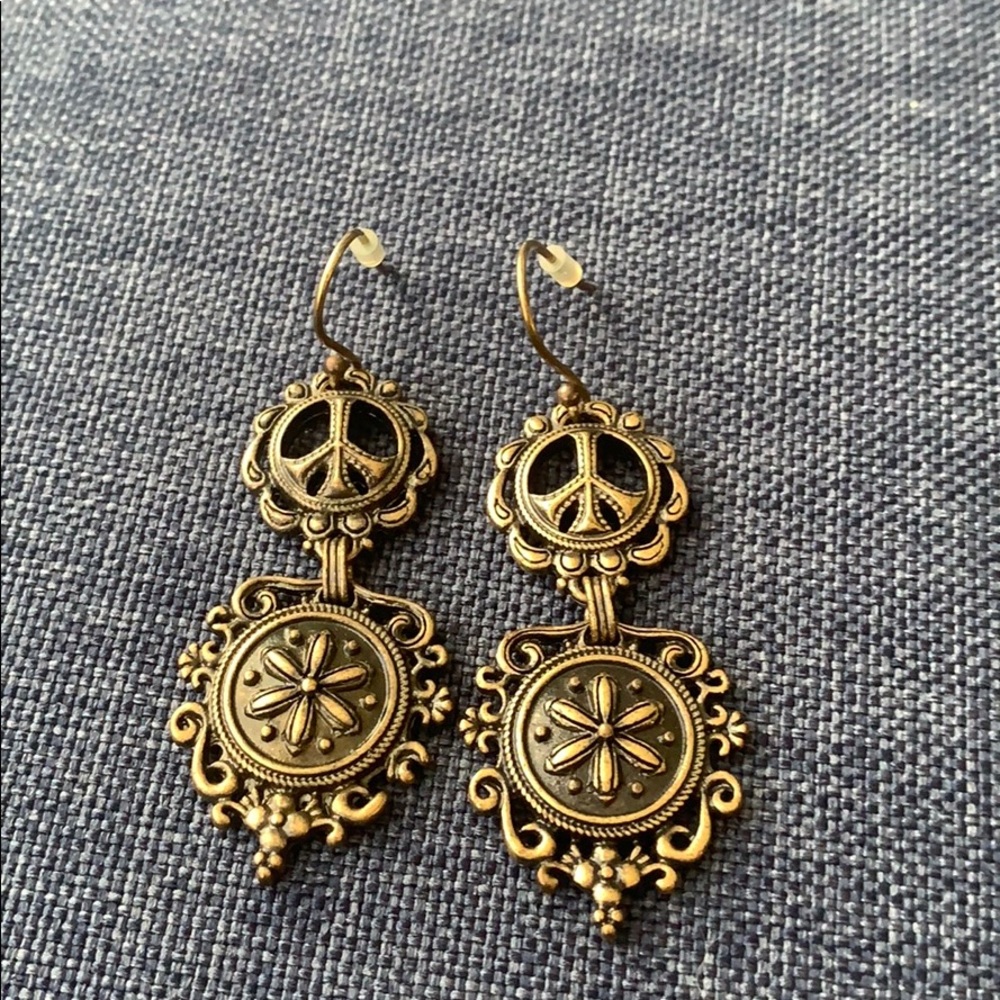 Lucky Brand Peace Sign Dangling Earrings